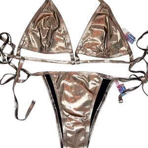 NWT $150 LIQUID BRONZE BIKINI by BOTTOMS UP BIKINIS M